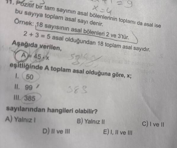 Pózitif bir tam sayinın asal bölenlerinin toplamı da asal ise bu sayıya toplam asal...