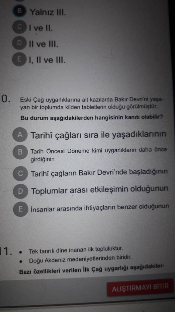 9. Sınıf Tarih Insalığın Ilk Dönemleri - LİSE - Sorumatik