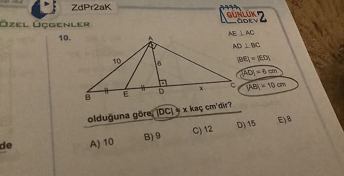 AE AC AD BC olduğuna göre,