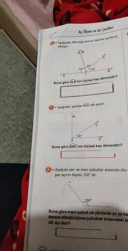 Acı Olcme ve Ao Casitleri ağidaki KM doğrsurun gzerine pnlar G Buna göre ALB'nin ölçüsü...
