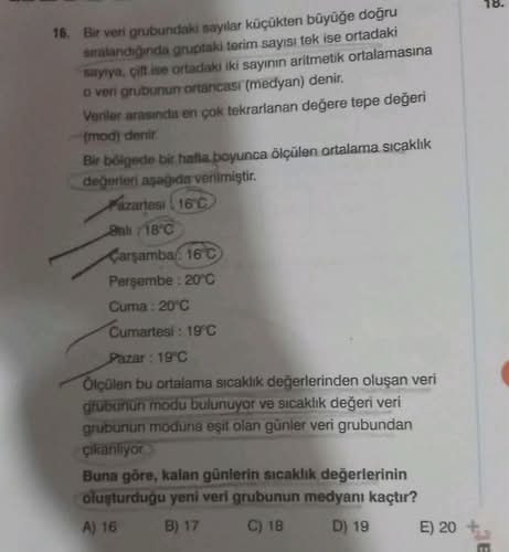 Bir veri grubundaki sayılar küçükten büyüğe doğru sıralandığında gruptaki terim sayısı...