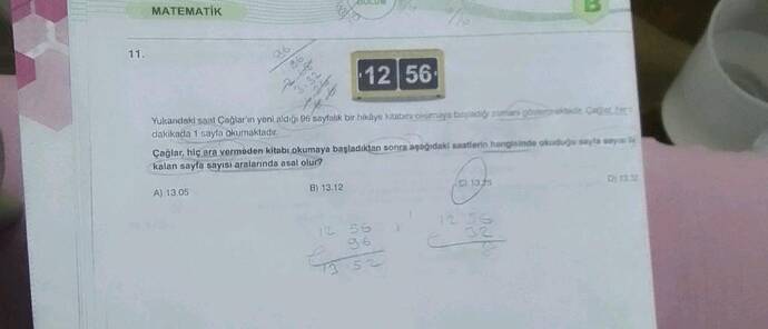 11 MATEMATİK Yukanded saat Calarin yeni aldgi 90 seyfalk bir hkay ktre cya b dakikatda1...