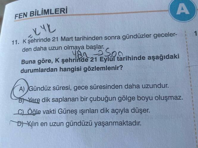 FEN BİLİMLERİ A 11.