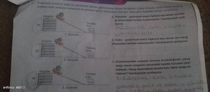 Potansiyel enerjinin kütle ve yükseklikle ilişkisini gözlemlemek isteyen bir öğrenci;...