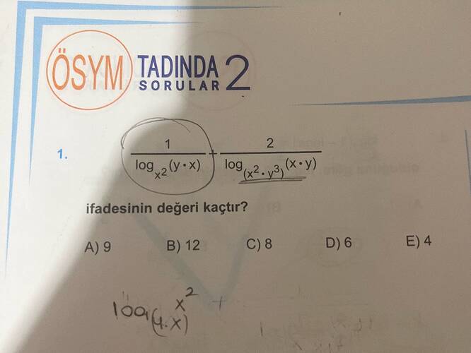 1 ² (y dot x) + 2 (x² dot y³) (x dot y) ifadesinin değeri kaçtır?
