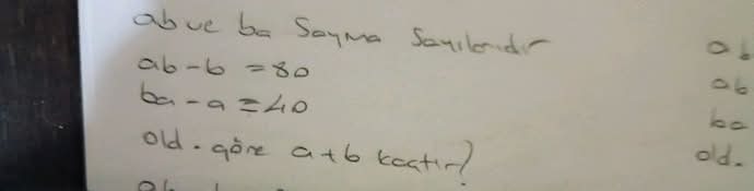 ab ve ba sayma sayılarıdır.