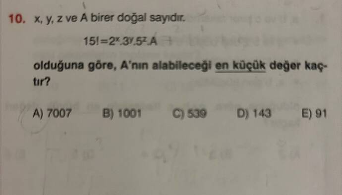 y, z ve A birer doğal sayidır.