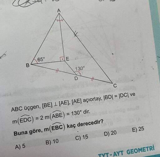 ABC üçgen, perp , açıortay, .