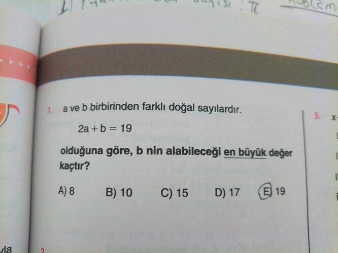 a ve b birbirinden farklı doğal sayılardır.