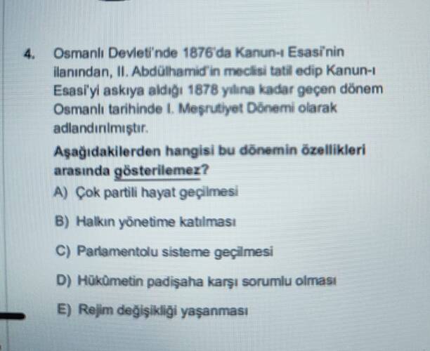 Osmanli Deviet'nde 1876 da Kanun+ Esasinin lanından, I.