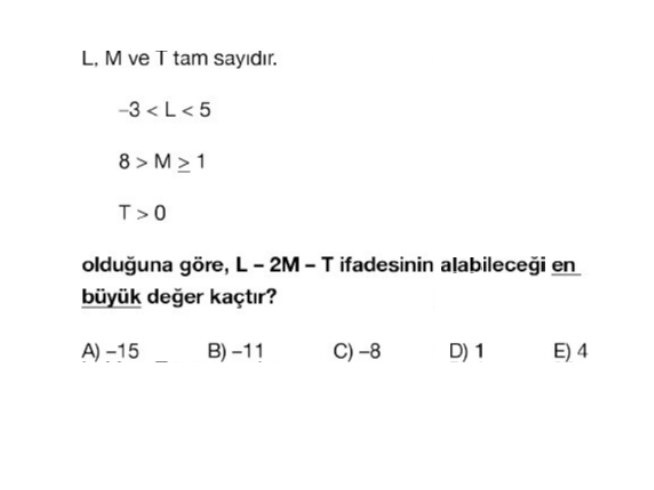 L, M ve T tam sayidır.