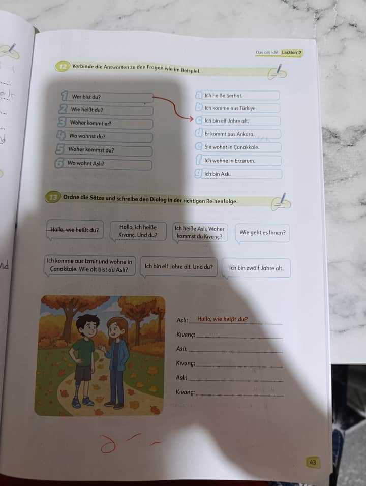 Dialogue Writing German How to complete the dialogue exercise in German? - Sorumatik