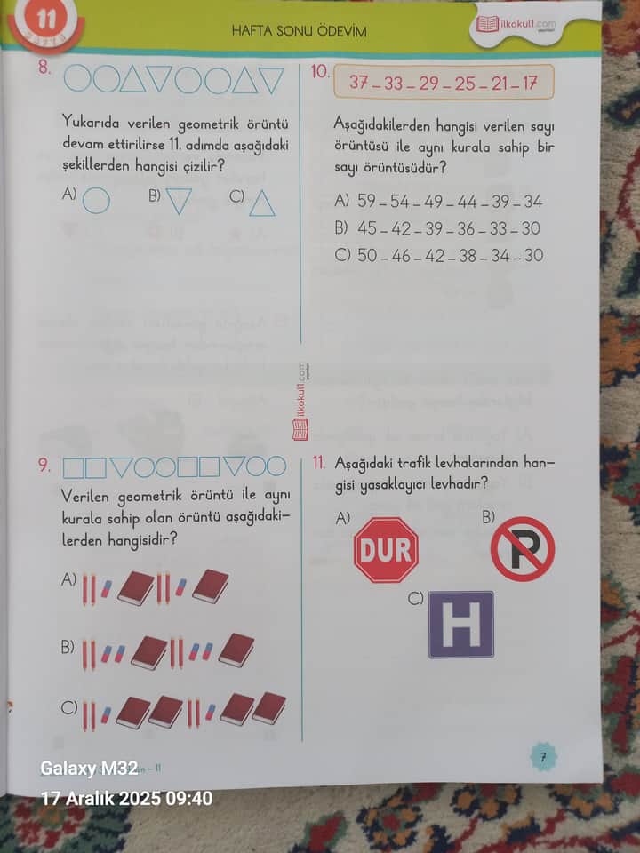 Answers to the geometric pattern and traffic sign questions - Sorumatik